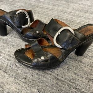 Born Black and Brown Leather Heels with Mary Jane Strap